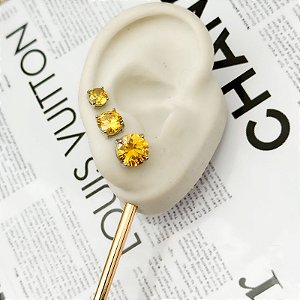 TRIO DE BRINCOS PONTO DE LUZ CITRINO