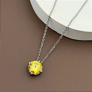 Colar ponto de luz citrino 10mm