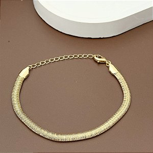 PULSEIRA FITA 5MM DOURADA 17CM + 5CM EXTENSOR