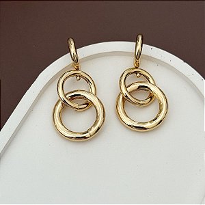 BRINCO ARGOLA ELOS DOURADO PENDURADO