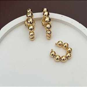 KIT BRINCO E PIERCING DE ORELHA FAKE BOLINHAS DOUR