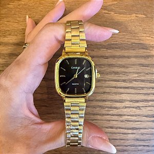 RELÓGIO CASIO MINI DOURADO MOSTRADOR BLACK