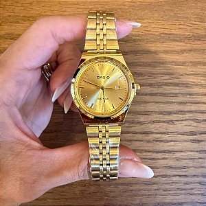 RELÓGIO CASIO VINTAGE REDONDO DOURADO MOSTRADOR GOLD