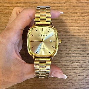 RELÓGIO CASIO VINTAGE QUADRADO DOURADO MOSTRADOR GOLD