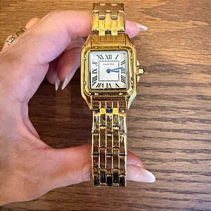 RELÓGIO QUADRADO FEMININO CARTI MÉDIO DOURADO 29X37