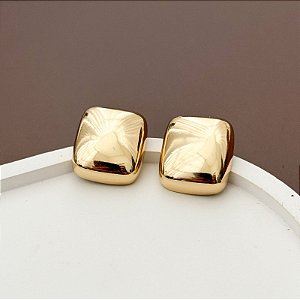BRINCO QUADRADO RETANGULAR DOURADO 2/1,7CM