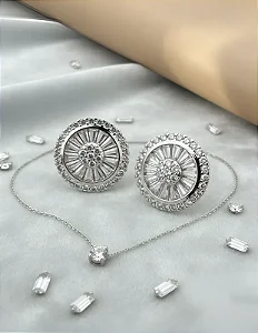 BRINCO REDONDO PIZZA CRISTAL RÓDIO BRANCO