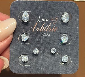 KIT 4 BRINCOS CRISTAL BONJOUR