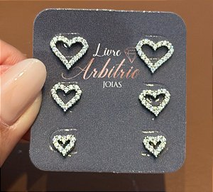 KIT BRINCO TRIO CORAÇÕES CRAVEJADOS