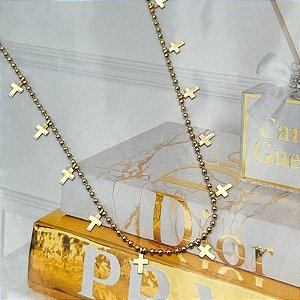 COLAR BOLINHAS CRUZ LONGO 60CM