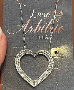 COLAR CORAÇÃO ESCADA ZIRCÔNIAS