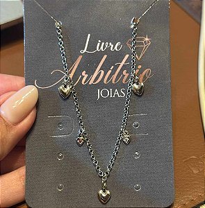 COLAR ELO PORTUGUÊS PINGENTES DE CORAÇÃO