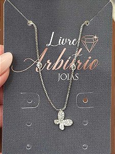 COLAR VENEZIANA 40CM BORBOLETA PEDRAS