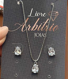 CONJUNTO COLAR E BRINCO GOTA PONTO DE LUZ