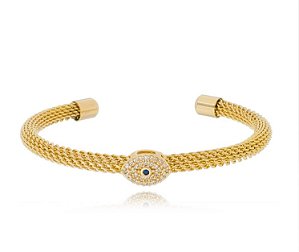 BRACELETE MALHA RÍGIDA OLHO GREGO