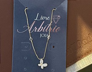 COLAR VENEZIANA 40CM BORBOLETA PEDRAS