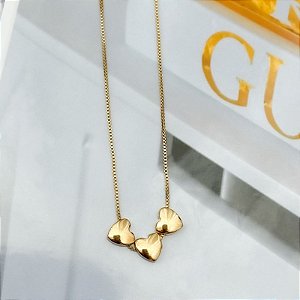 COLAR TRÊS CORAÇÕES LISOS