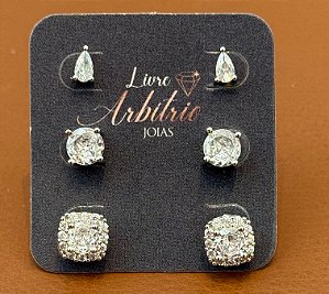 TRIO DE BRINCOS CRISTAL ALANA