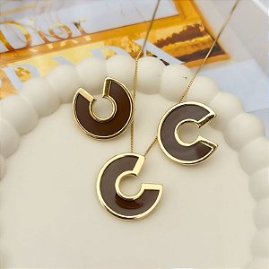 CONJUNTO COLAR E BRINCO AURELIA MOCCA