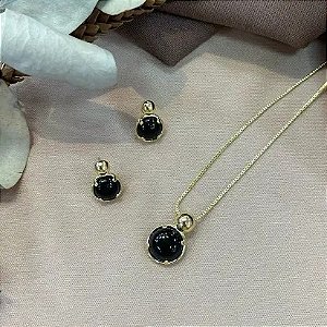 CONJUNTO COLAR E BRINCO DELICATE BLACK