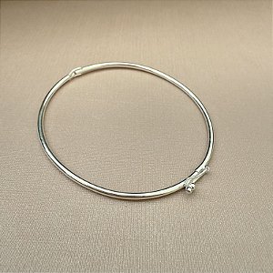 BRACELETE ARO REDONDO LISO BANHO PRATA 925