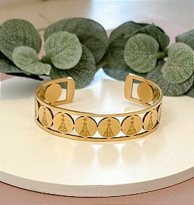 BRACELETE NOSSA SENHORA APARECIDA GOLD - AÇO 316L