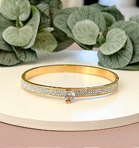 BRACELETE RÍGIDO ZIRCÔNIAS PONTO DE LUZ 6MM - AÇO