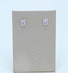 BRINCO RETANGULO DIAMOND CRISTAL BRANCO