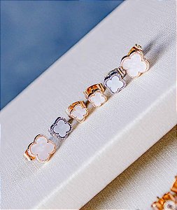 TRIO DE BRINCOS VAN CLEEF BRANCO