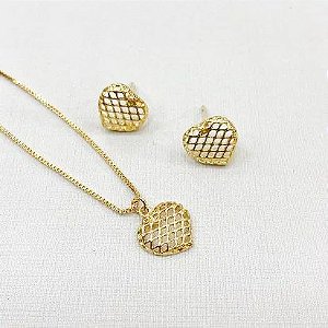 CONJUNTO CORAÇÃO VAZADO GOLD