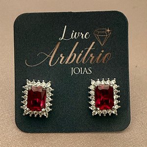 BRINCO RETANGULO DIAMOND RUBI - G