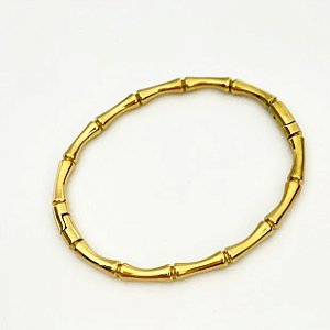 BRACELETE AÇO TUBO BAMBU GOLD