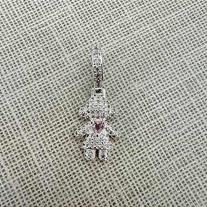 PINGENTE MENINA CRAVEJADO DIAMOND ROSA CLARO - P