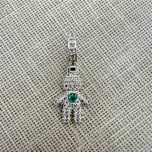 PINGENTE MENINO CRAVEJADO DIAMOND VERDE AGUA  - P