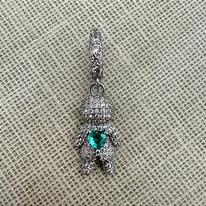 PINGENTE MENIN CRAVEJADO DIAMOND VERDE AGUA - M