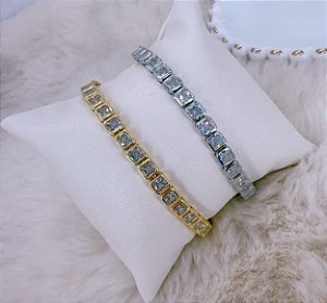 PULSEIRA RIVIERA DOURADA CRISTAIS RETANGULO