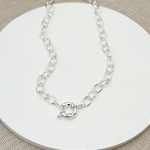 CORRENTE ELOS OVAIS PRATA FECHO BOIA 40CM