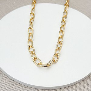 CHOKER ELOS OVAIS DOURADA40CM + 10CM DE EXTENSOR