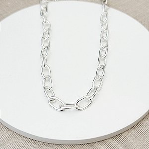CHOKER ELOS OVAIS PRATA 40CM + 10CM DE EXTENSOR