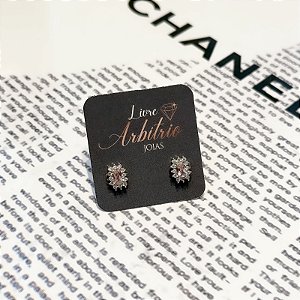 BRINCO RETANGULO DIAMOND ROSA CLARO 9mmx7mm