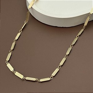 CHOKER RETANGULOS TEXTURIZADOS DOURADO 40CM