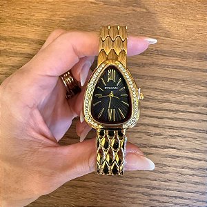 RELÓGIO LUXO FEMININO DOURADO E PRETO