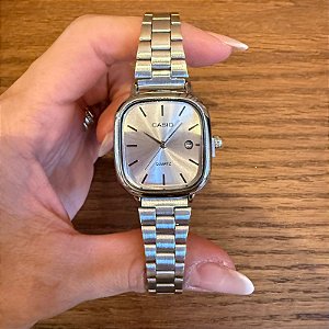 RELÓGIO CASIO MINI PRATA MOSTRADOR BRANCO
