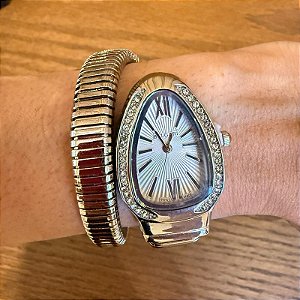 RELÓGIO LUXO COBRA ENROLAR NO BRAÇO PRATA