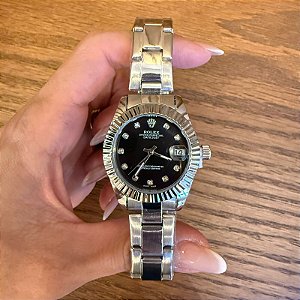 RELÓGIO LUXO FEMININO PRATA BLACK 31MM