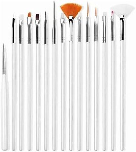 KIT COM 15 PINCEIS DE DECORAÇÕES DE UNHAS