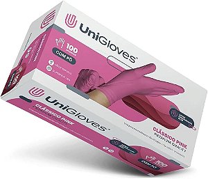 CAIXA DE LUVA COM PÓ PINK P UNIGLOVES