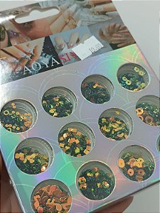 KIT COM 12 DECORAÇÕES SORTIDAS- DOURADA