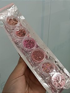 KIT COM 6 GLITTER ROSA SORTIDO
