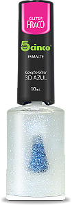 ESMALTE CINCO 10ML GLITTER FRACO 3D AZUL